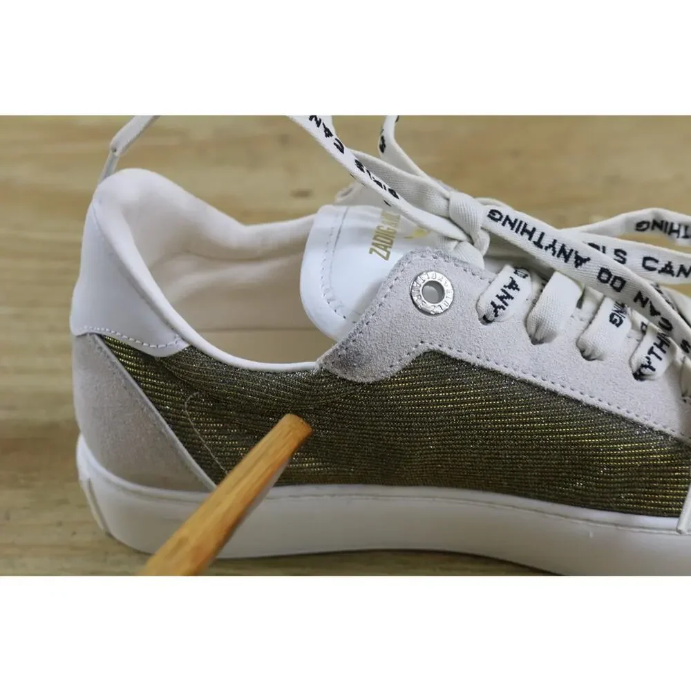 New Zadig & Voltaire Sneakers 38 White Leather Flash Sparkle Shoes - Picture 15 of 15